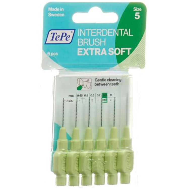 מברשת בין שיניים TePe 0.8mm x-soft green blister 6 יחידות