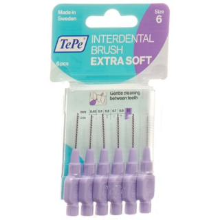 TePe 牙缝刷 1.1mm x-soft 紫罗兰水泡 6 件装