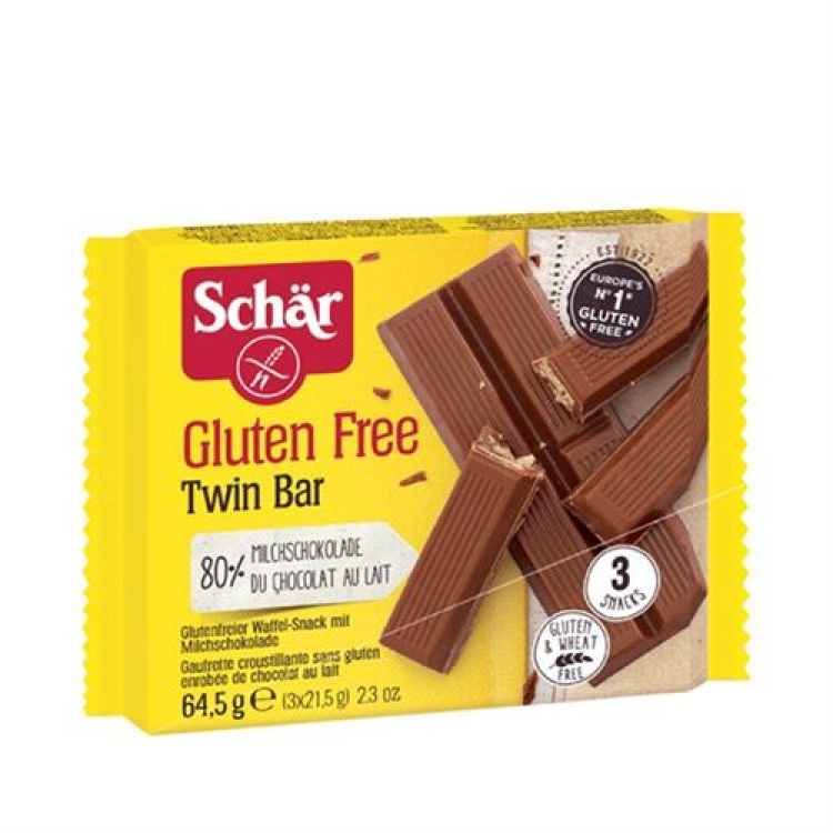 Twin archipel reep snack met chocolade glutenvrij 3 x 21,5 g