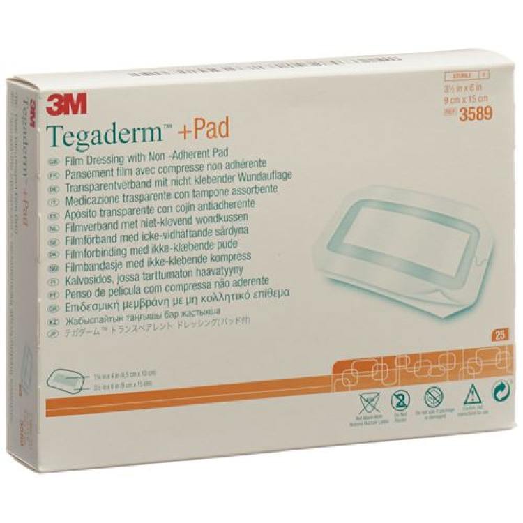 3M Tegaderm+Pad 9x15cm haavapadi 4,5x10cm 25 tk