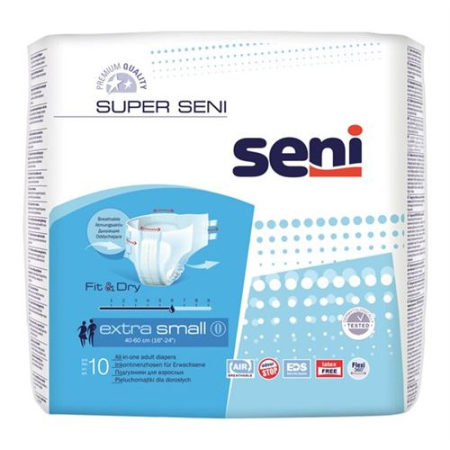 Super Seni incontinence briefs XS 1 with suction force closed system and breathable fabric