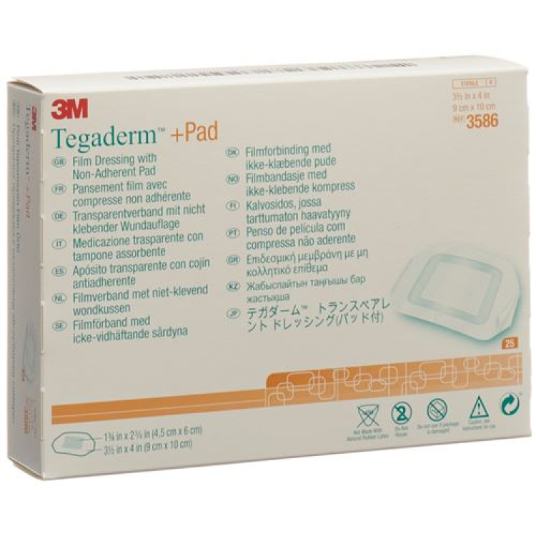 3M Tegaderm + Pad 9x10cm μαξιλαράκι πληγής 4,5x6cm 25 τεμάχια