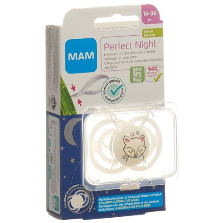 MAM Perfect Night емізік силикон 16-36 ай