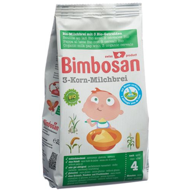 Bimbosan 3-grain porridge ទឹកដោះគោសរីរាង្គ 280 ក្រាម។
