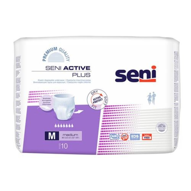Seni Active Plus elastický Inkonzinenzhosen M Premium Quality prodyšný 10 ks