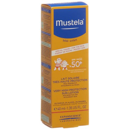 Mustela 선 프로텍션 선 밀크 SPF50+ 페이스 40ml