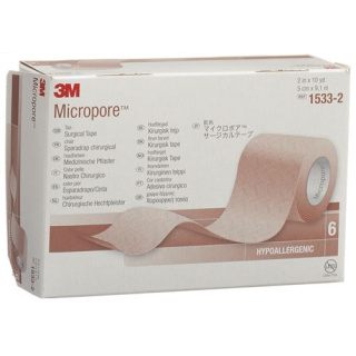 3M Micropore roll plaster without dispenser 50mmx9.14m white 6 pc