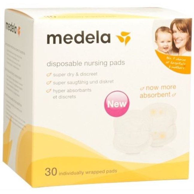 coussinets d'allaitement jetables Medela emballés individuellement 30 pièces