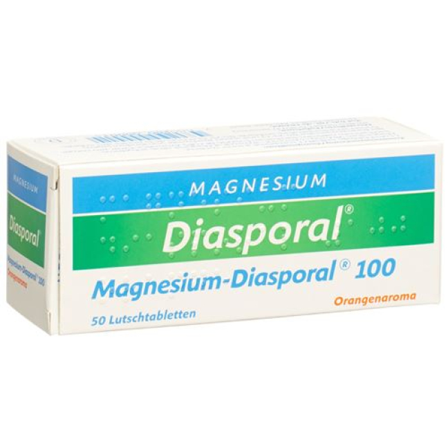 Magnesium Diasporal Lutschtabl 100 mg Apelsinų skonio 50 vnt