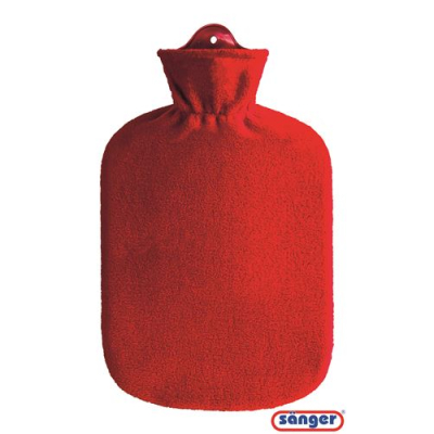 Sänger hot water bottle 2l fleece cover red