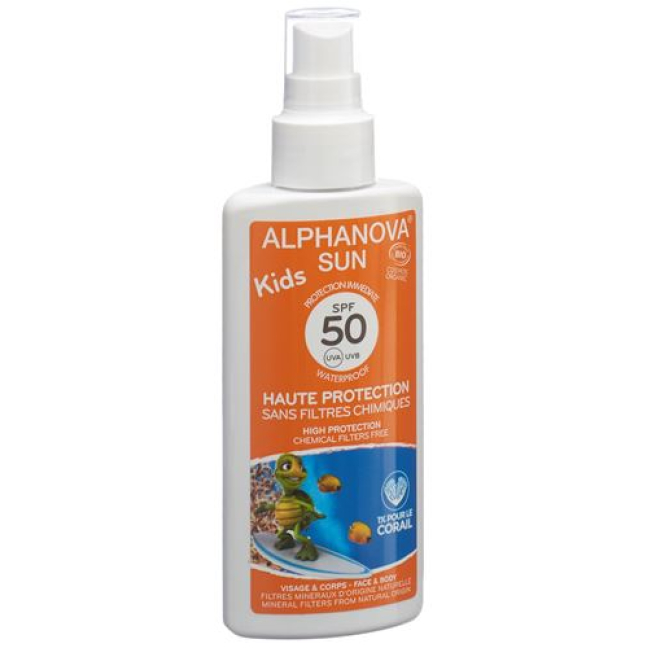 Alphanova SUN Spray Kid bio SPF50 uden nanopartikler 125 ml