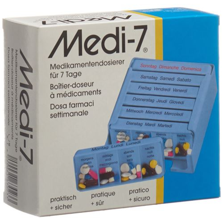 Medi-7 medicator Duits/Frans/Italiaans blauw