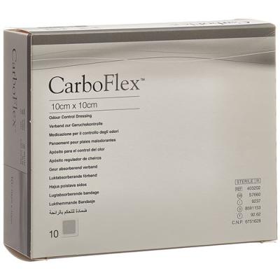 CARBOFLEX aktyvuotos anglies tvarstis 10x10cm sterilus 10 vnt