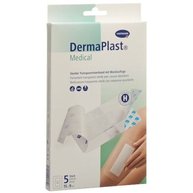 Dermaplast Medical bandage transparent 15x9cm 5 pièces