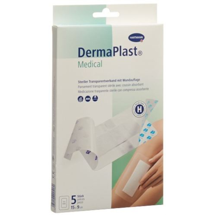 Dermaplast Medical átlátszó kötszer 15x9cm 5 db