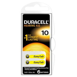 Batería Duracell EasyTab 10 Zinc Air D6 1.4V 6 uds