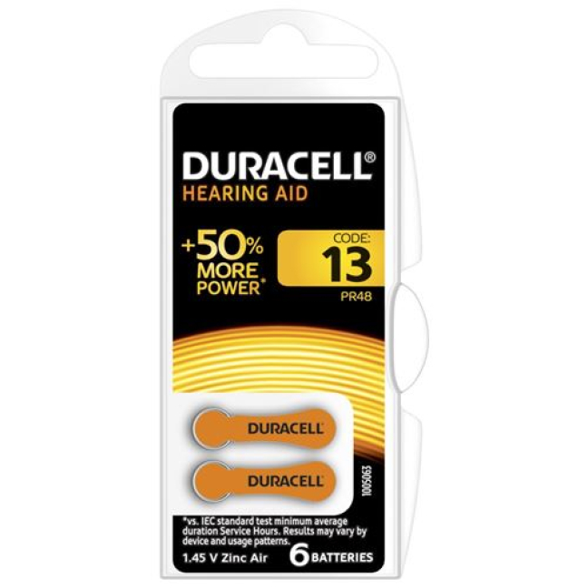 Duracell baterija EasyTab 13 Zinc Air D6 1.4V 6 kos