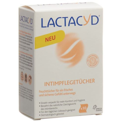 Lactacyd интимдік майлықтар жеке оралған 10 дана