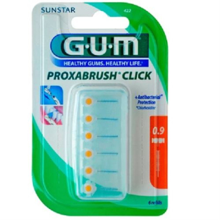GUM SUNSTAR Proxabrush Click 0,9mm refill ISO 2 cyl orange 6 stk