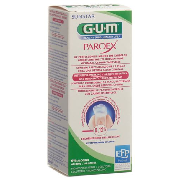 GUM SUNSTAR Paroex პირის ღრუს გამრეცხი 0.12% ქლორჰექსიდინი 300 მლ