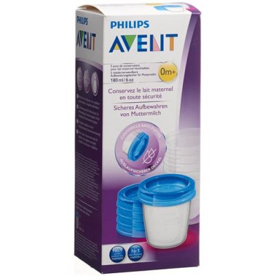 Avent Philips Via storage cup 180ml 5 cups. 5 lids