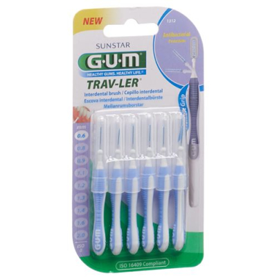 Gum sunstar proxabrush trav-ler ស្តង់ដារ iso 0.6mm 1 ស៊ីឡាំងពណ៌ស្វាយ 6 កុំព្យូទ័រ