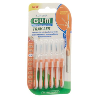 Gum sunstar proxabrush trav-ler iso 2 0.9 մմ գլանաձեւ նարնջագույն 6 հատ