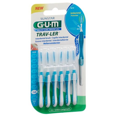 Gum sunstar proxabrush trav-ler iso štandard 1,6 mm 5 kužeľovitý modrý 6 ks