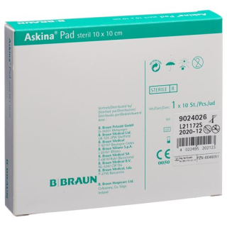 Askina 垫抓绒压缩 10 厘米 x 10 厘米无菌袋 10 件