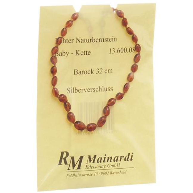 MAINARDI Natural Amber 32cm Baroque Silberverschl - Beeovita