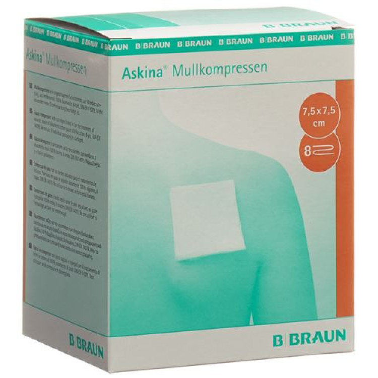 Askina gasväv kompress 7,5cmx7,5cm steril 25 påsar 2 st