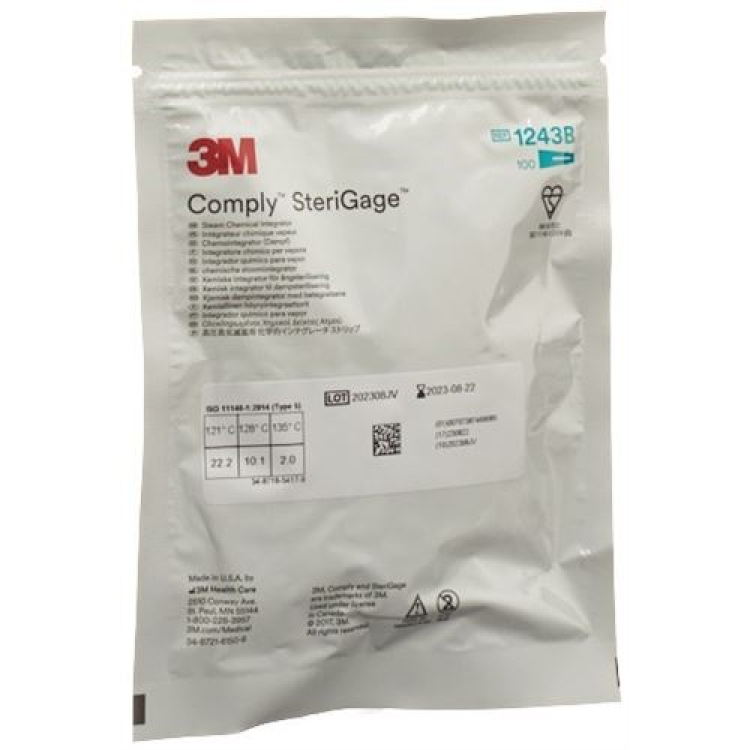 3M Comply SteriGage Indicadores integradores Vapor 100 uds.