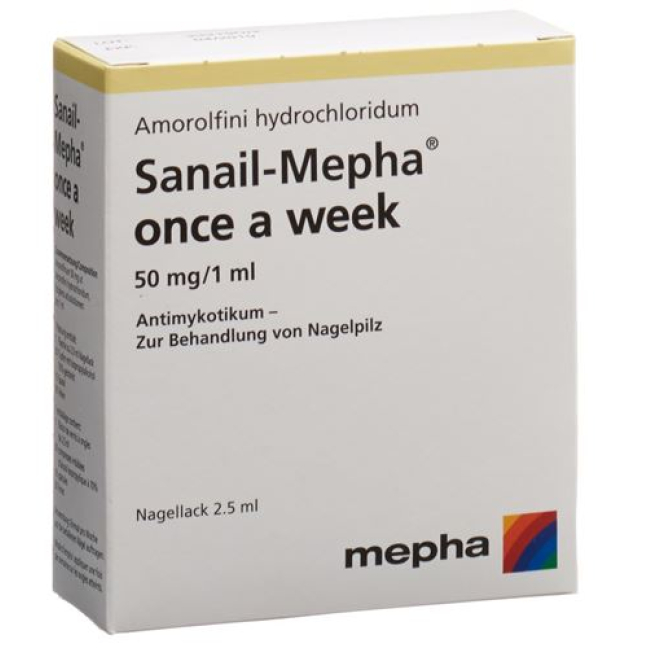 Sanail-Mepha פעם בשבוע לכה לציפורניים 50 מ"ג / מ"ל ​​2.5 מ"ל Fl