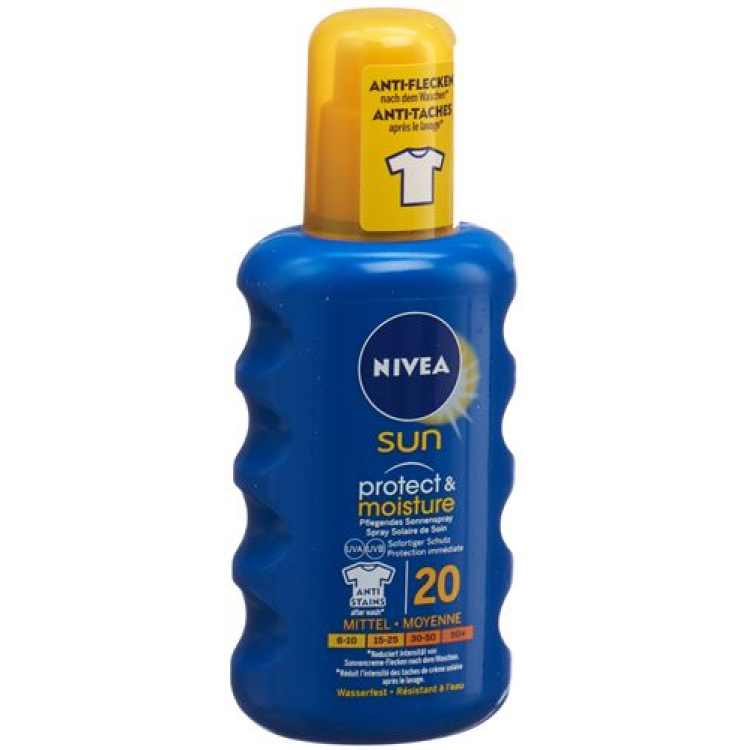 Nivea Sun Protect & Moisture rūpestingas purškiklis nuo saulės SPF 20 200ml