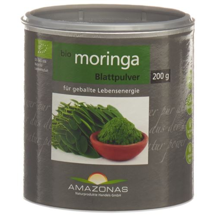 AMAZONAS moringa organiczny proszek z liści 100% czysty 200 g