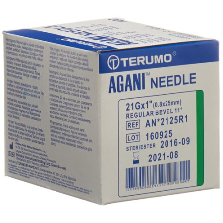 Terumo Agani 일회용 캐뉼라 21G 0.8x25mm 녹색 100개
