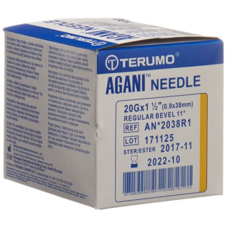 Terumo Agani cánula desechable 20G 0,9x38mm amarillo 100 uds