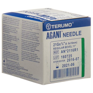 Terumo Agani disposable cannula 21G 0.8x16mm green 100 pcs