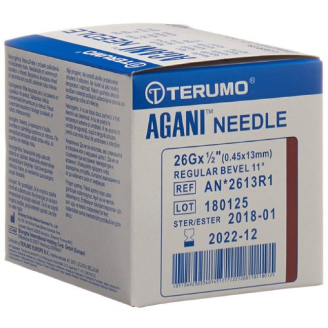 Terumo Agani Disposable Cannula 26G 0.45x13mm Brown 100 pcs