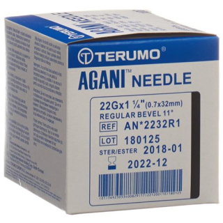 Terumo Agani canula desechable 22G 0.7x32mm negra 100 uds