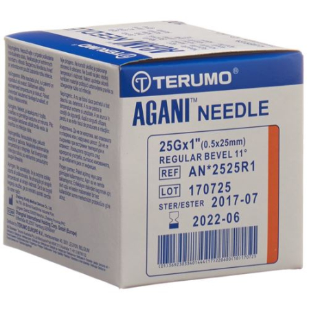 Terumo Agani tek kullanımlık kanül 25G 0.5x25mm turuncu 100 adet