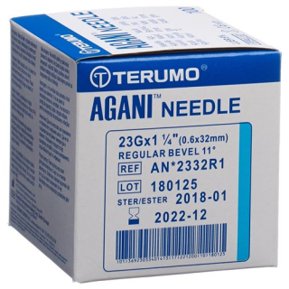 Terumo Agani canula desechable 23G 0.6x32mm azul 100 uds