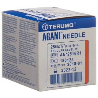 Terumo Agani tek kullanımlık kanül 25G 0.5x16mm turuncu 100 adet