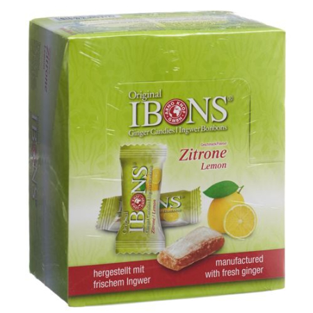 IBONS Ginger Candy Display Lemon 12x60g - Buy Online at Beeovita