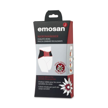 emosan kidney warmer Velcro M black A with edelweiss application