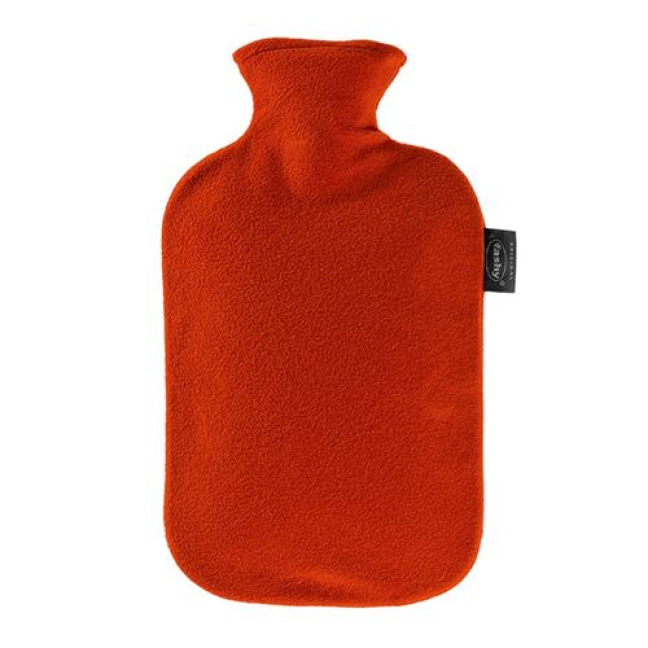 Fashy hot water bottle thermoplastic with fleece cover 2l cranberry