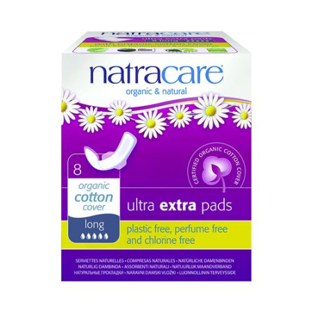 Natracare sanitary pads with wings ultra long 8 pcs