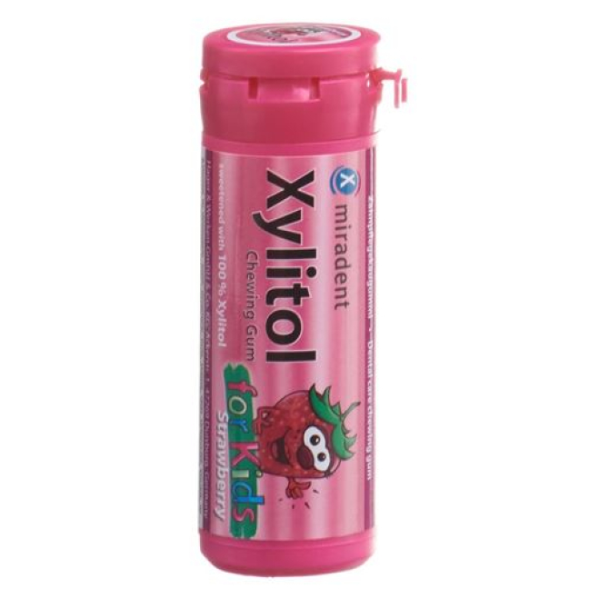 Miradent xylitol gum for Kids aardbei 30 st