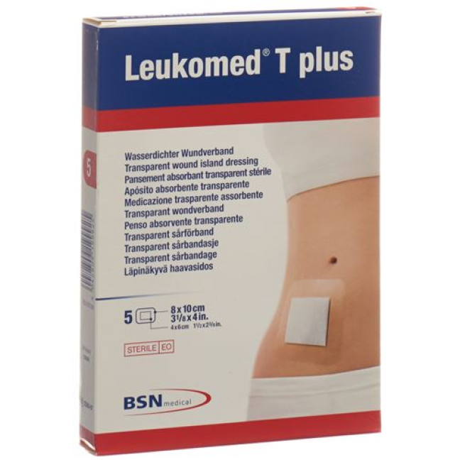 Leukomed T plus medicazione per ferite trasparente con medicazione per ferite 8x10cm 5 pz