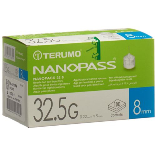 Aiguille pour stylo Terumo NANO PASS 32.5g 0.22x8mm canule pour stylo injecteur 100 pcs